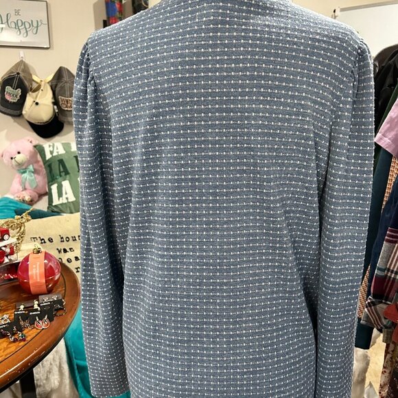 Madewell Blue Textured Mock Neck Knit Top — XL — Soft Stretchy Long Sleeve - Picture 3 of 7